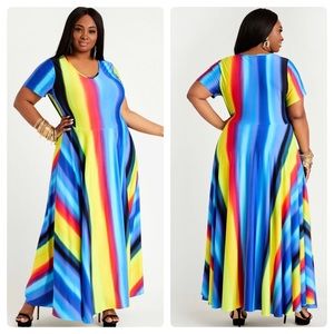 Ashley Stewart Ombre Stripe Flare Knit Maxi Dress Size 30/32W